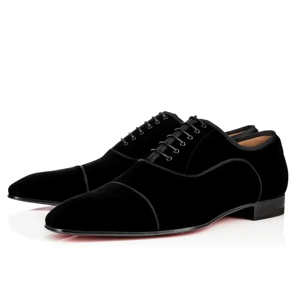 Christian Louboutin Greggo Orlato Flat Black Velvet Oxford Dress Loafer 43 10